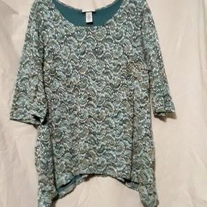 Catherine's teal brown tunic